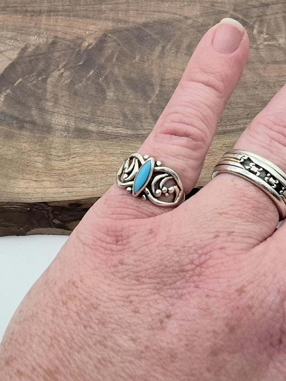 Vintage Silver Cloud Inc Sterling 925 Turquoise Native Southwest Style Ring 7